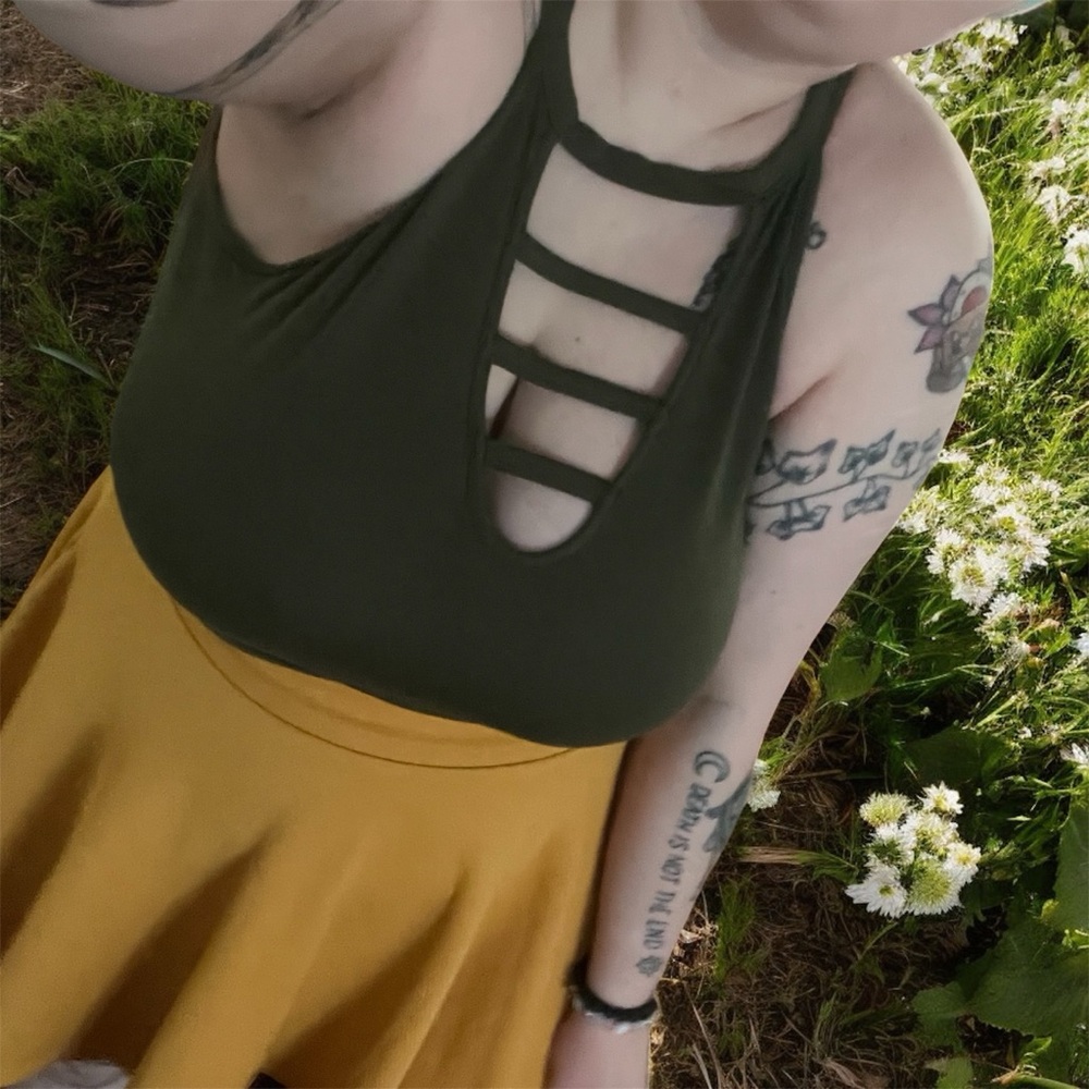 SHEIN Ladder Tank Top Army Green Size XL